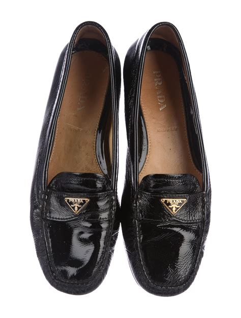 prada leather logo loafers|prada patent leather loafers women's.